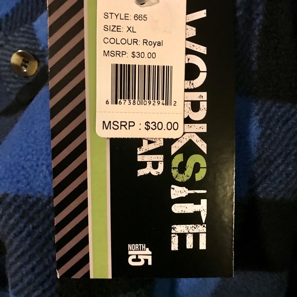 Worksite Blue and Black Button Up Flannel- XL - Picture 3 of 7